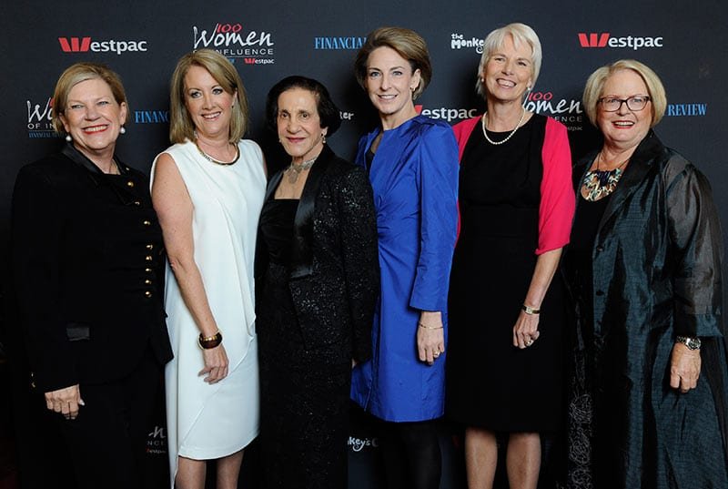 Ann Sherry, Elizabeth Broderick, Marie-Bashir, Michaelia Cash, Gail-Kelly and Larke Riemer