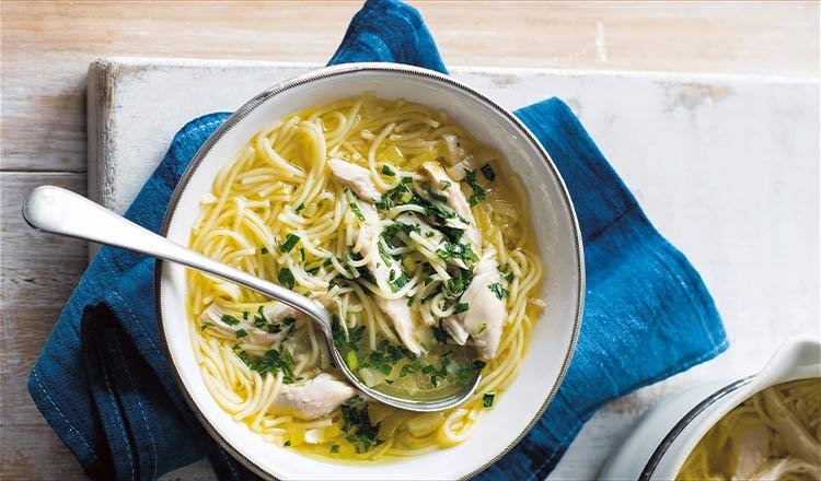Comforting Chicken, Noodle & Leek Soup