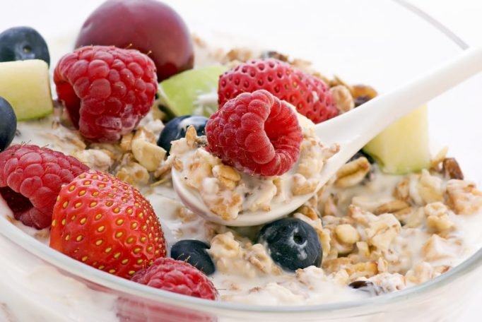muesli and fresh fruit