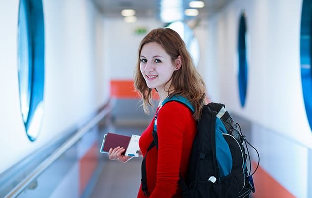 traveling woman - flying