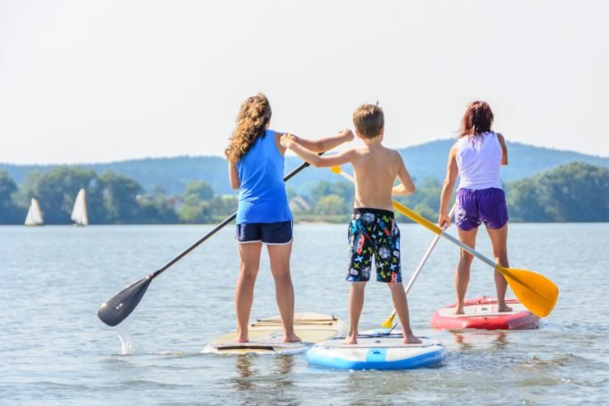 stand up paddling, summer, teenagers